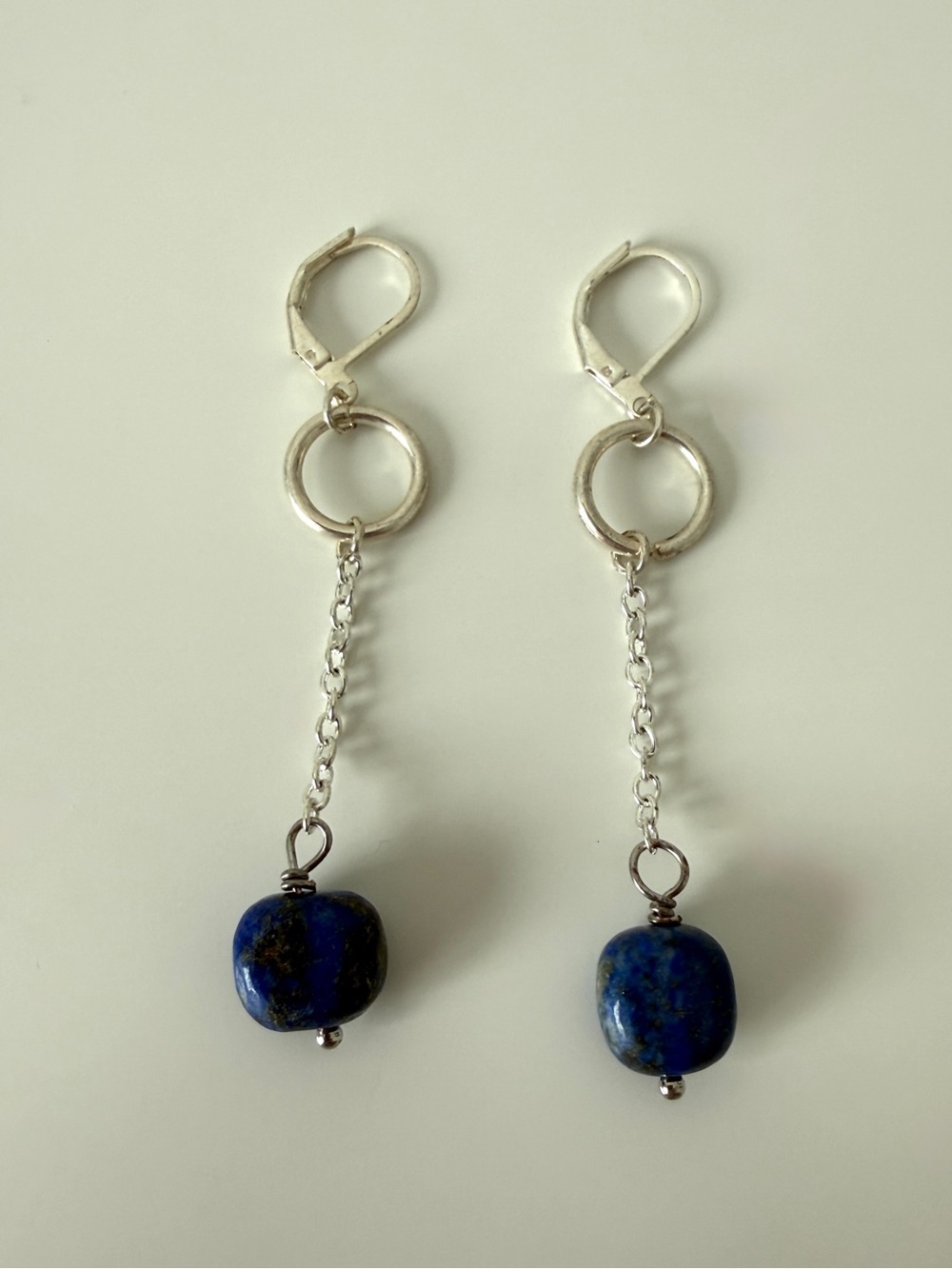 Dangle Drop Earrings with Blue Lapis Beads